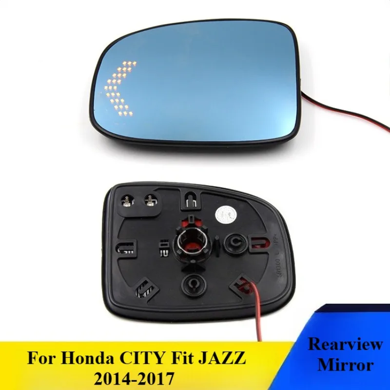 For Honda CITY Fit JAZZ 2014-2017 Car Rearview Mirror Heating Wide Angle Dynamic Turn Signal Anti-glare HD Reversing Blue Mirror view 2