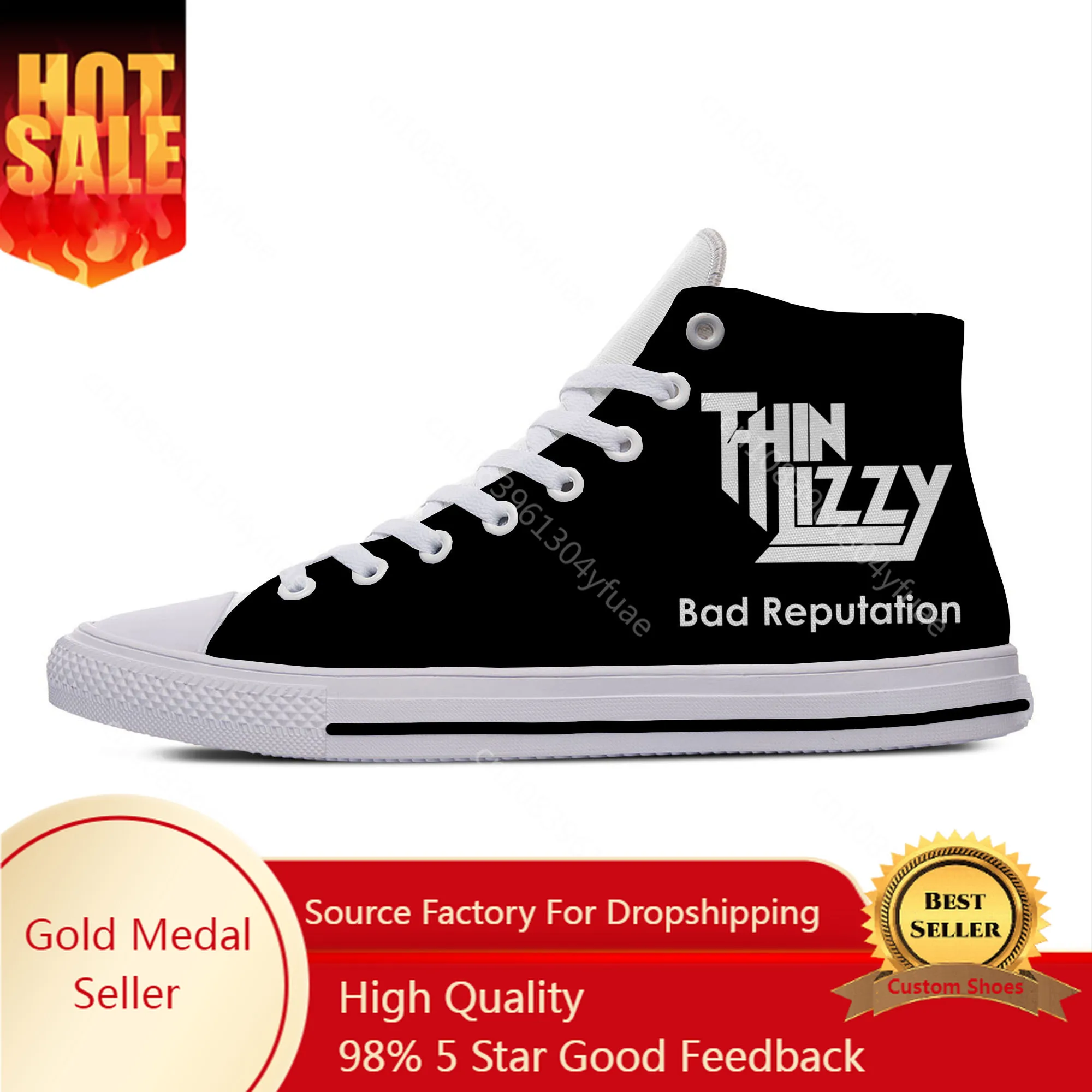 

Hot Lizzy Hard Rock Band Thin Fashion Popular Funny Casual Shoes Breathable Men Women Sneakers High Top Lightweight Board Shoes