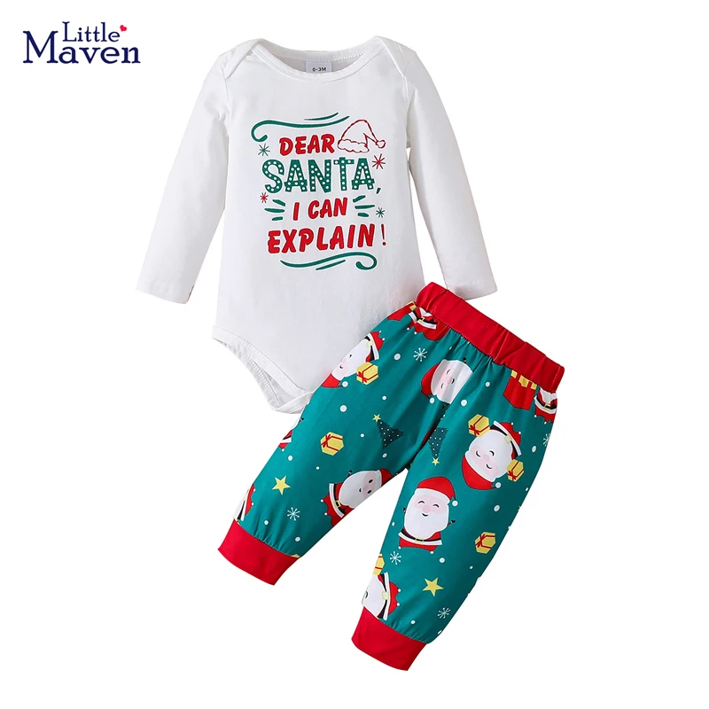 

Little maven 2023 Toddler Infant Kids Christmas Clothes Lovely Sets Cotton Sets for Kids 0-2 year