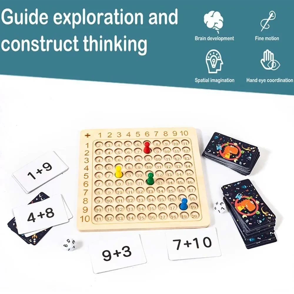 Drewniana gra planszowa Montessori mnożenie stół matematyczny gra logiczna dla dzieci dziecko nauka zabawek edukacyjnych z szachownicą