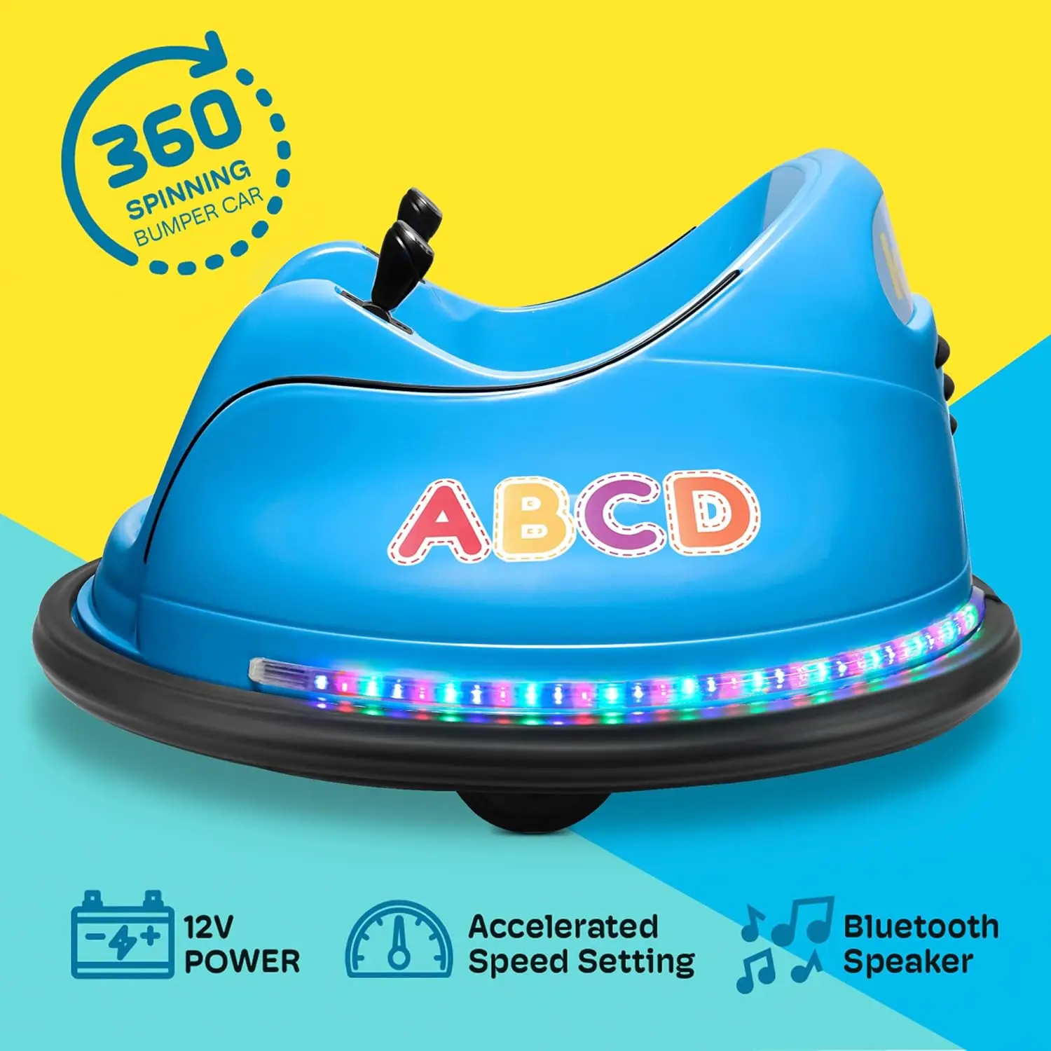 Electric Ride On Bumper Car for Kids & Toddlers 1.5-6 Years Old, DIY Sticker Baby Bumping Toy Gifts W/Remote Control, LED Lights