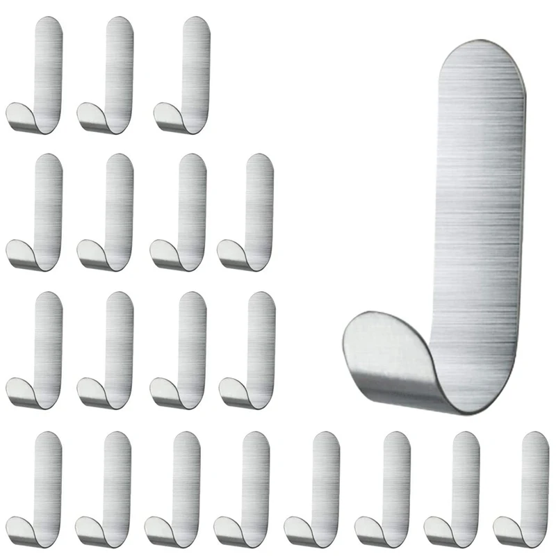 

20PCS Adhesive Hooks,Metal Adhesive Wall Hooks,Robe Towel Hooks,Ultra Strong Waterproof Sticky Wall Hangers For Hanging