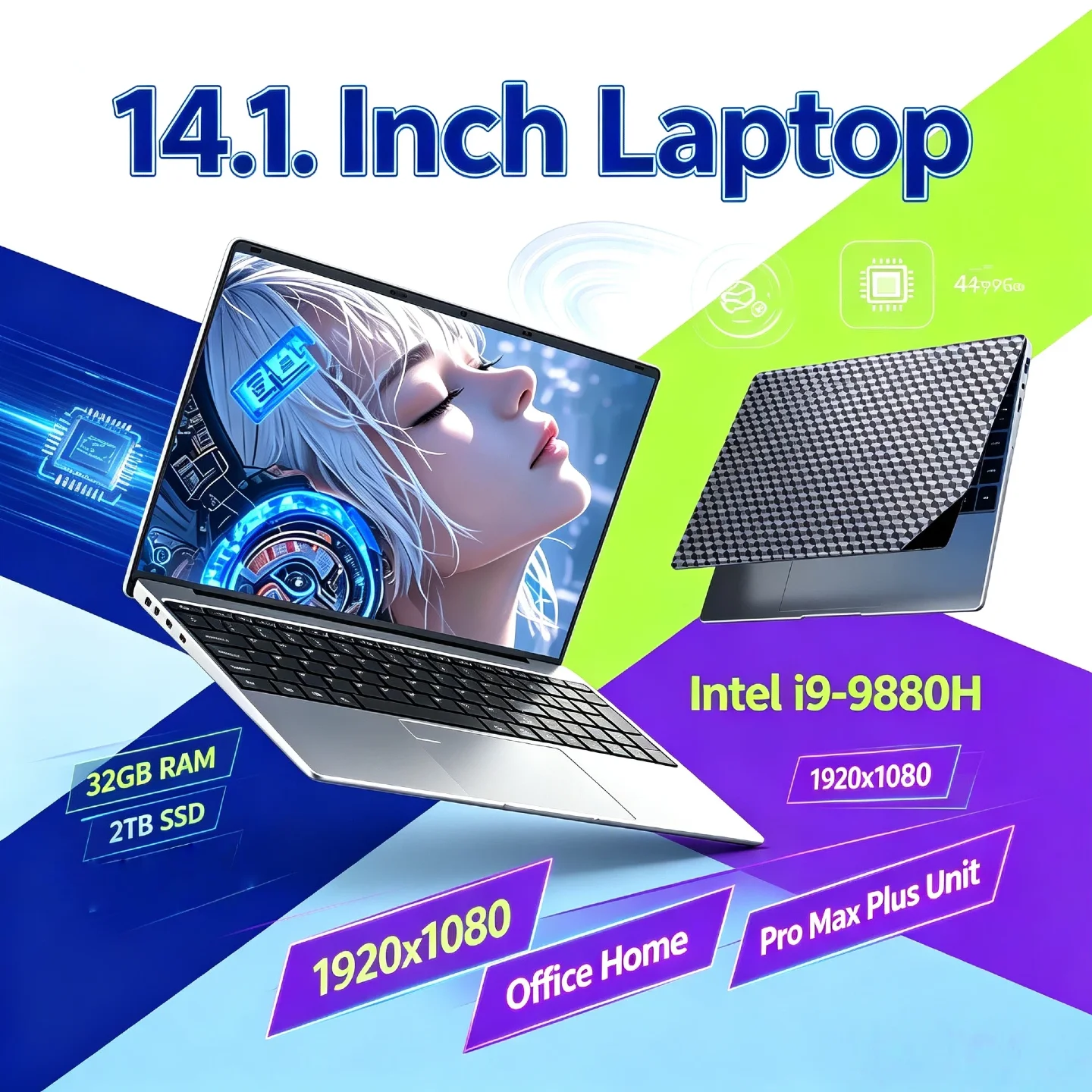 2026 Intel Core i9 9880H 32GB RAM 2TB SSD 8C16T 14.1 Inch Laptop Portable Business Pro Max Unit Speed