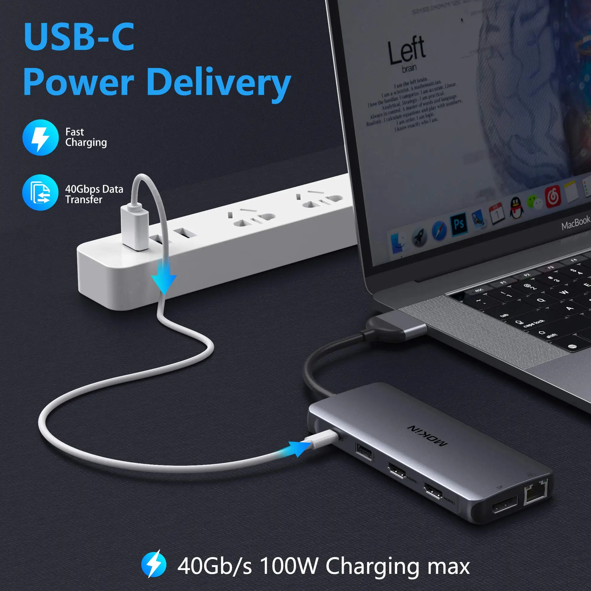 Imagem -03 - Mokn-usb c Adaptador Hub para Macbook Pro Air Mac Docking Station Monitor Duplo Hdmi Dongle Dock 12 em 1