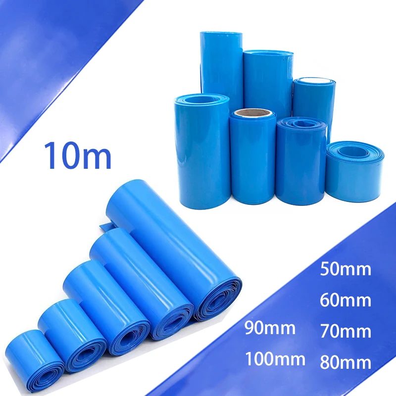 10 M/roll PVC Heat Shrinkable Sleeve Blue Width 50mm 60mm 70mm 80mm 90mm 100mm Heat Shrinkable Film