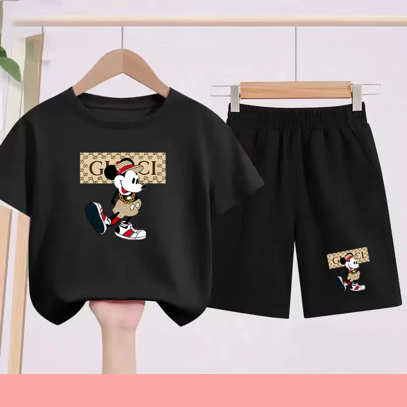 

Anime Cartoon Boy Girl Summer 2 Piece Children T-Shirt Casual 3-12 Age Short Sleeve+Shorts Comfortable Breathable Sportswear