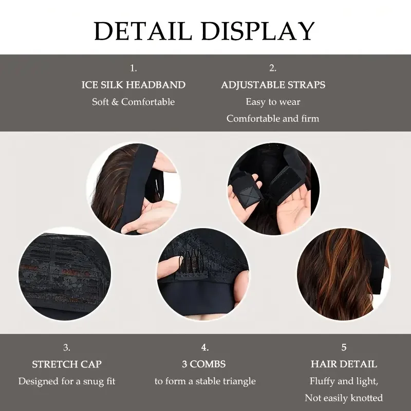 Women's Black Short Wavy Curly Headband Wig Heat Resistant Fiber Synthetic Wig for Daily Party Wear image 5