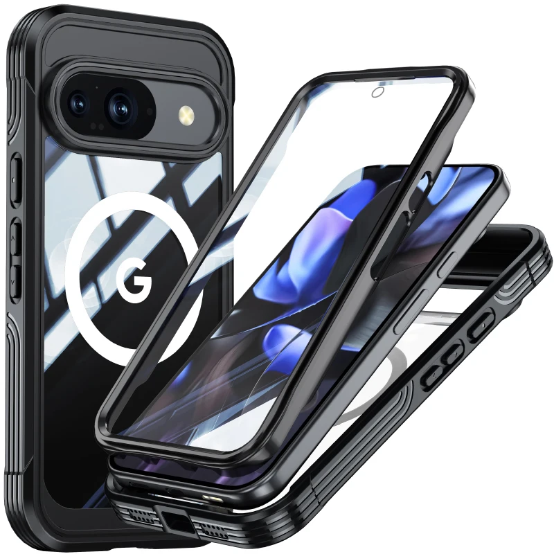 

For Magsafe Magnetic Wireless Charging 360°Full Protection Armored Shockproof Phone Case For Google Pixel 10 Pro 8 9A 9 Pro XL