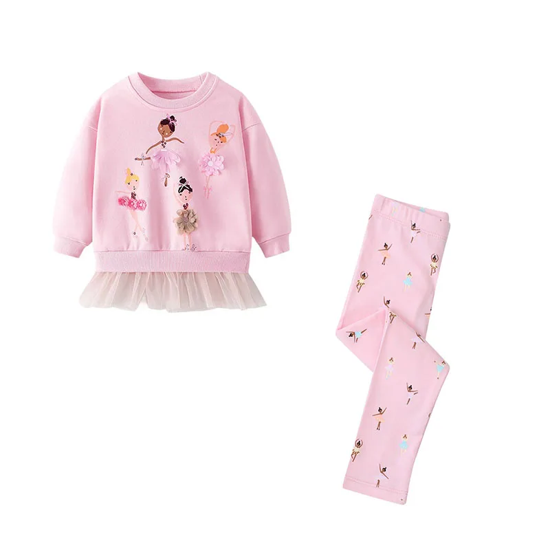 Jumping Meters Sweatshirts + Leggings Children's Clothing Sets For Autumn Winter 2 Pcs Suit Kids Outfits Long Sleeve Sets Outfit