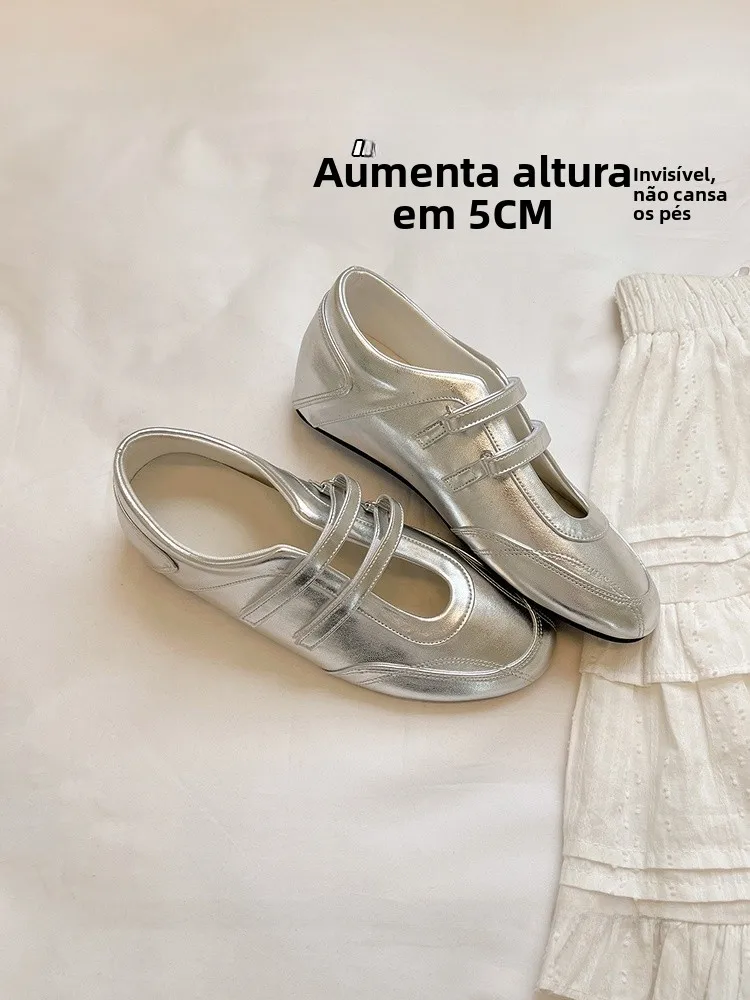 korean-style-mary-jane-single-shoes-women's-fashion-casual-ballet-flats-inner-heightening-sheepskin-magic-tape-shoes