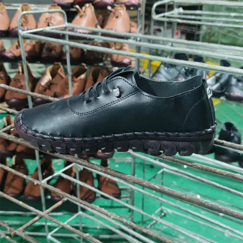 Sneakers Women Shoes Leather Loafers Shoes for Women Comfortable Slip on Shoes Hand Sewing Thread Mom Zapatillas De Mujer