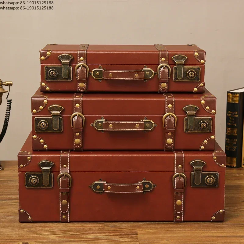 Retro Leather Case Figurines Light Luxury European Style Floor Decorations Photography Scene Props Showcase Crafts New Arrivals