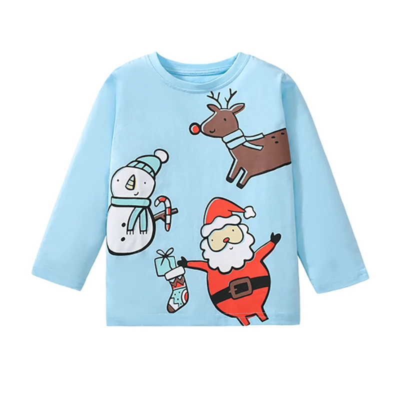 Little Maven 2024 Autumn Spring Tops Kids Clothes Children's Clothing Baby Boys Christmas Cartoon Santa Claus T-shirts Cotton