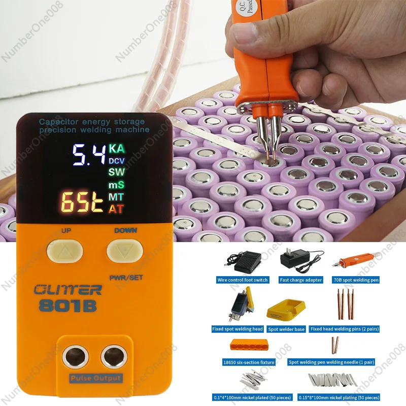 801A 801B Spot Welder 18650 Battery Mini Spot Welder Storage Digital Display Storage Energy Pulse Spot Welding Machine 10.6KW