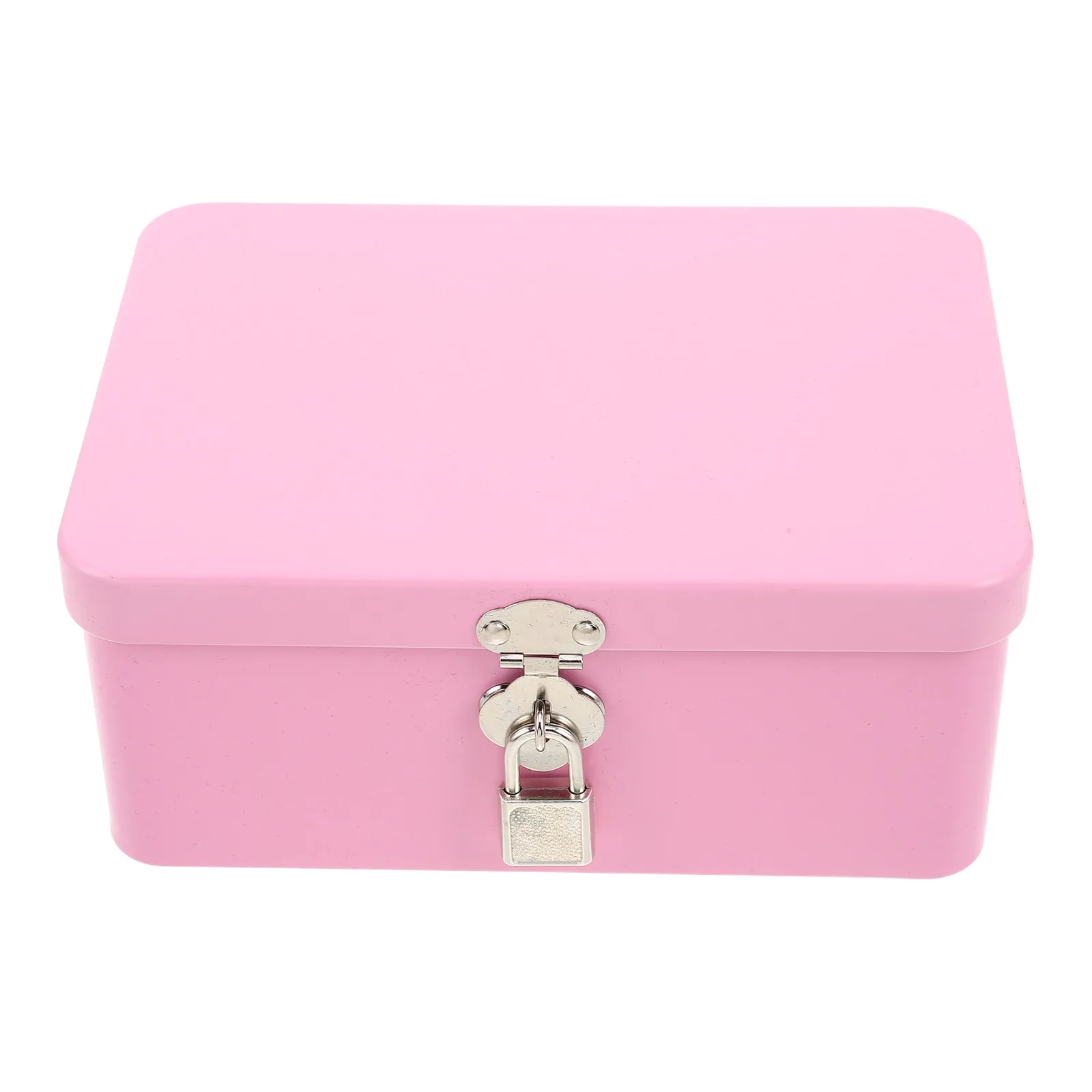 Lockable Retro Tinplate Storage Box Vintage Desktop Storage Canister Pink Decorative Secret Case Letter Paper Container