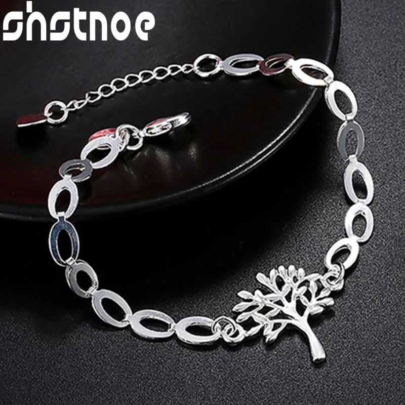 SHSTONE 925 Sterling Silver Tree Chain Bracelet For Women Party Engagement Wedding Birthday Gift Fashion Charm Fine Jewelry