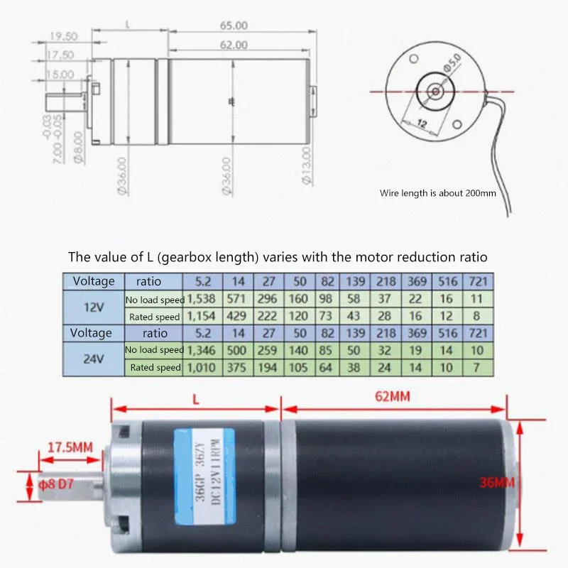 36-36ZY High Torque Low Noise Long Life Reversible Adjustable Speed DC Planetary Gear Motor 12V 24V with bracket and controller