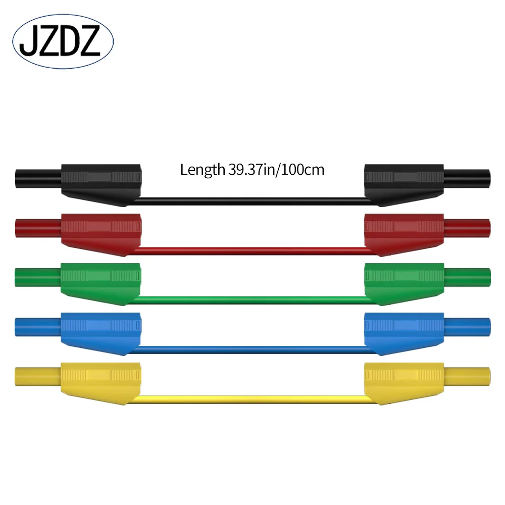 JZDZ-Cabo de chumbo de teste multímetro, fio, segurança tipo, totalmente isolado, 4mm Banana Plug, 100cm,. 70021, 5 PCes