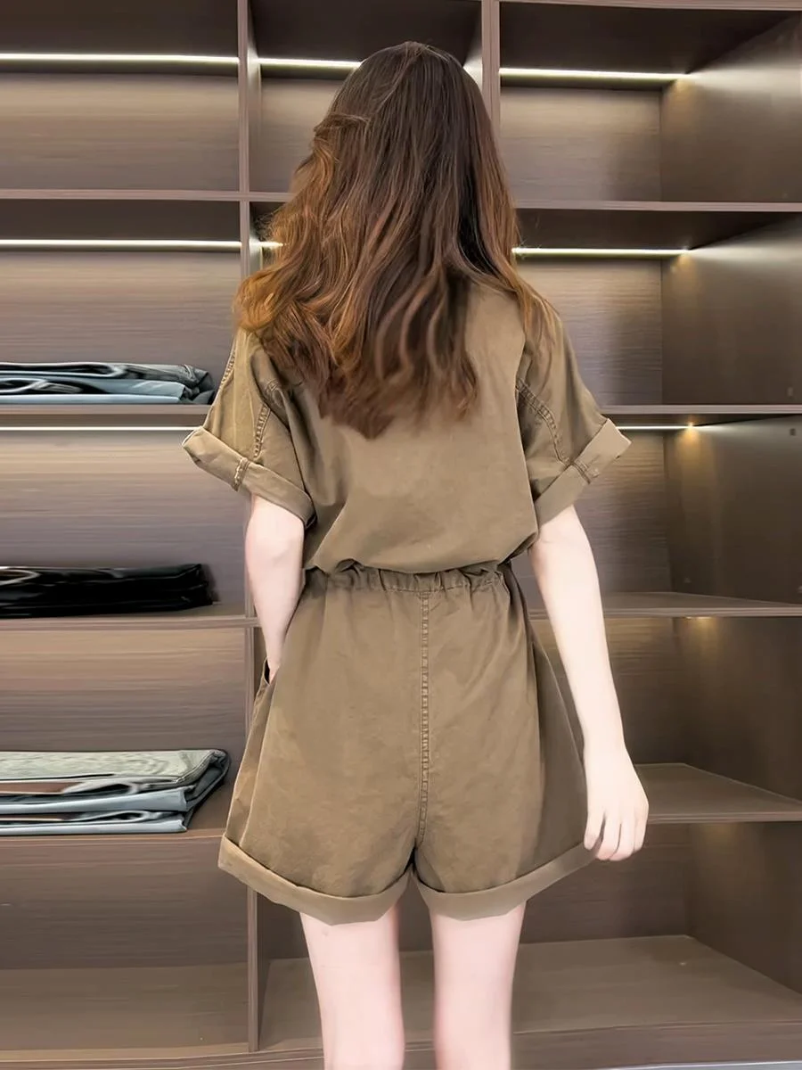 Rouje Dsyle Damen Utili Jumpsuit mit Dstring-Taille, S Sve, hohe Taille und Hose, bequemes, atmungsaktives Sommer-Outfit