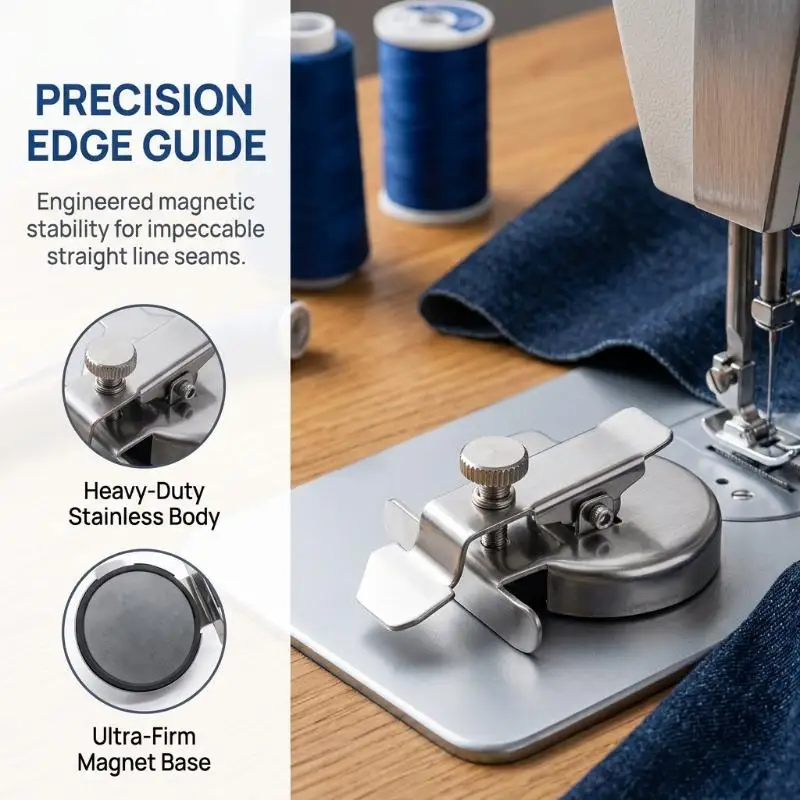 1PCS Round Magnetic Seam Guide Anti-Curl Straight Stitching Aid Universal Sewing Machine Accessory for Home Craft Sewing Beginn