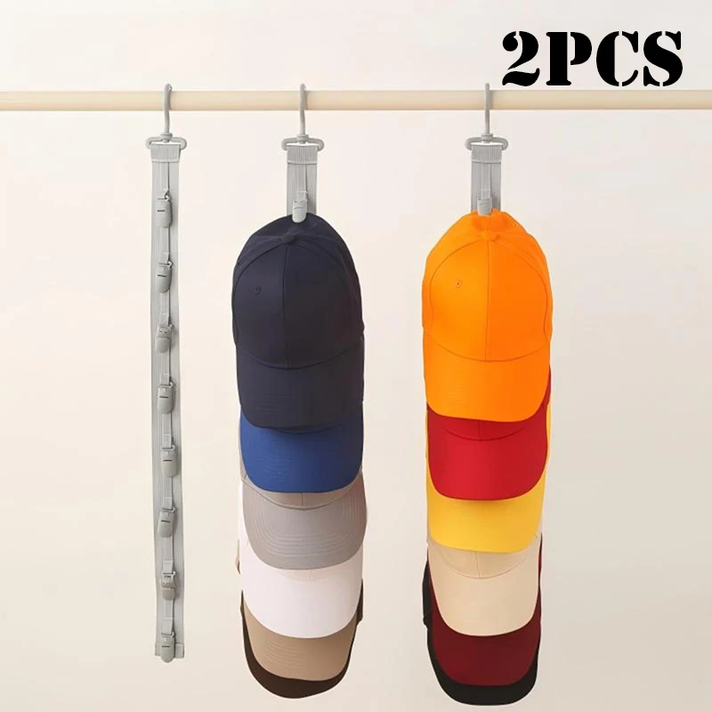 Hat Organizer for Baseball Caps Sturdy Hook Rope Hat Rack for Door Wardrobe Multilayer Storage Display Holder for Closet Door