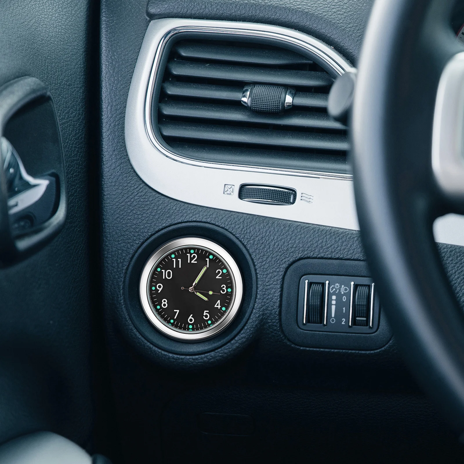 

2Pcs Mini Luminous Car Clock Stick on Dashboard Accessories Accurate Timekeeping Night Driving Pocket Clock Lighted