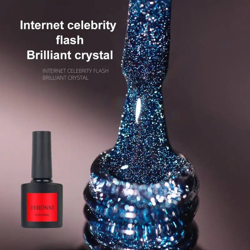 Dazzling Disco Ball Nail Gel Sparkling Shining Gel Shiny Easy To Apply Glitter Gel Nail Polish Long-lasting Veronni