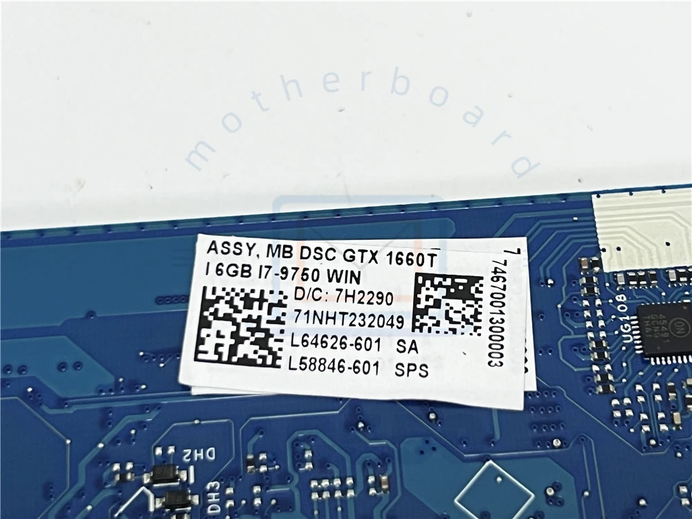 Laptop Motherboard L58846-601 LA-H473P For HP 17-CD I7-9750H  GTX1660TI 6GB  text OK