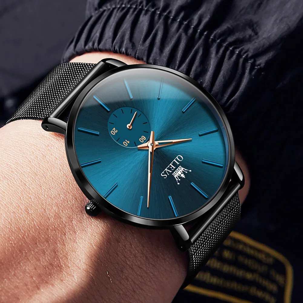 reloj hombre Fashion 60 Second Design Mens Watches OLEVS Top Brand Luxury Super Thin Quartz Watch Waterproof Wristwatch Male