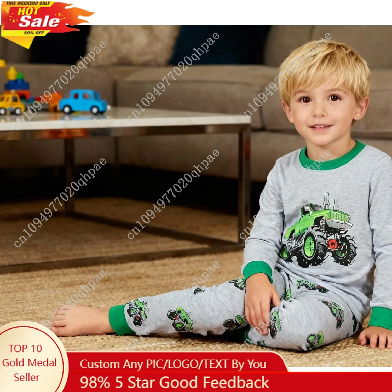 

Little Hand Toddler Boys Pajamas Monster Truck Cotton Kids Dinosaur 2 Piece Planets Pjs Sleepwear Clothes Sets 2-7 Years