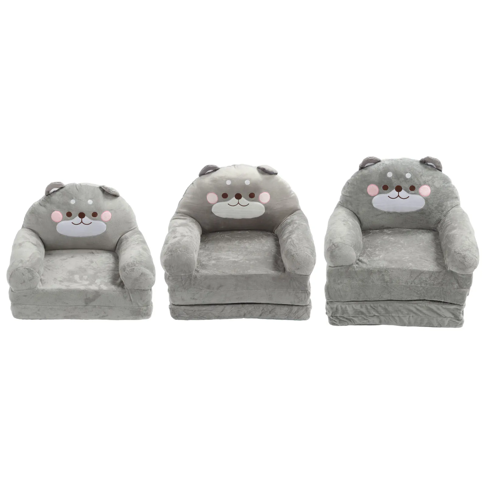 Kids Folding Sofa Portable Abrasion Resistant Kids Fold Out Couch Grey Multipurpose Easy To Store for Watching TV for Outdoors