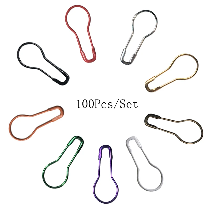 100Pcs Safety Pin Gourd Shape Mix Color Metal Pins Crafts Knitting Cross Stitch Holder DIY Sewing Accessories Marker Tag Clips