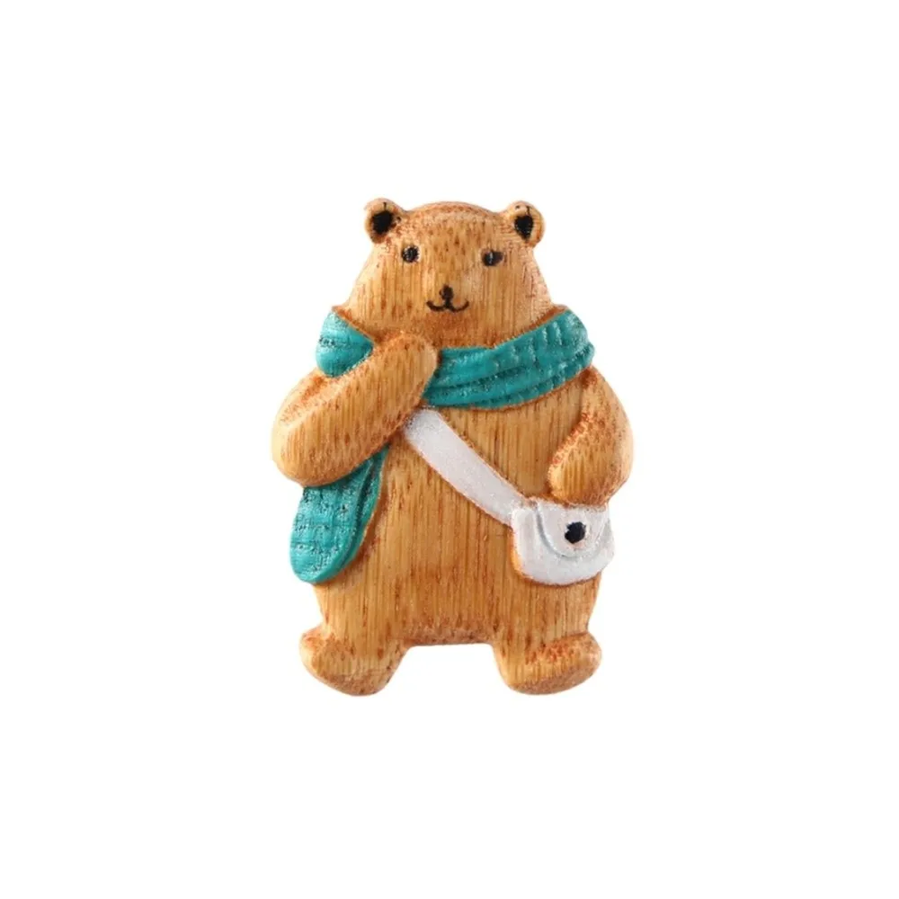Kawaii Scarf Bear Sweater Wooden Brooch Guitar Bear Pony Animal Pin Corgi Dog Cartoon Badge Girl