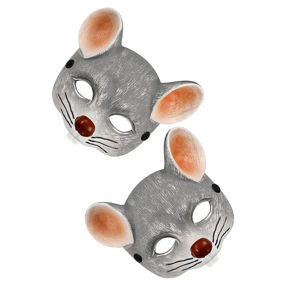 

2Pcs Mouse Mask Scary Cosplay Animal Masquerade Halloween Rat Mask Lightweight PU Foam Durability Party Decor