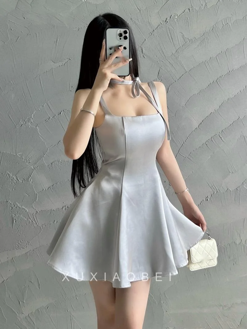 

Платье без бретелек Pure Desire, элегантное женское летнее Новое приталенное ТРАПЕЦИЕВИДНОЕ ПЛАТЬЕ С Открытой Спиной в Корейском стиле GT8S