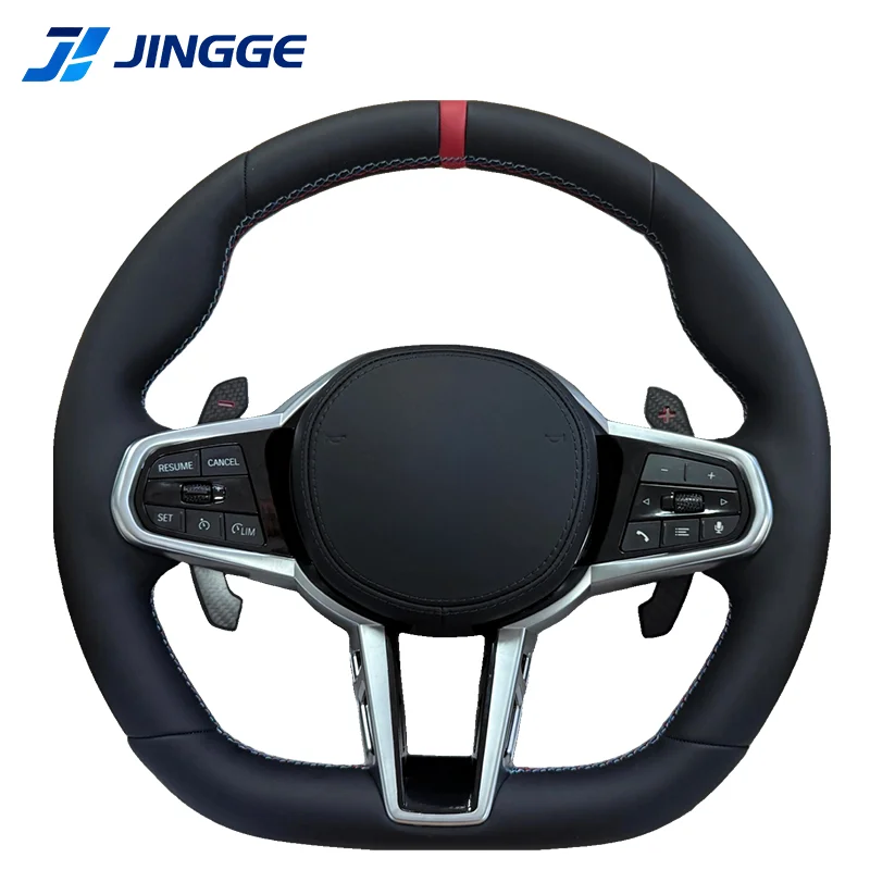 Hand-stitched Carbon Fiber Leather Sports Steering Wheel 40mm Grip 4/3 Spokes LED Display for