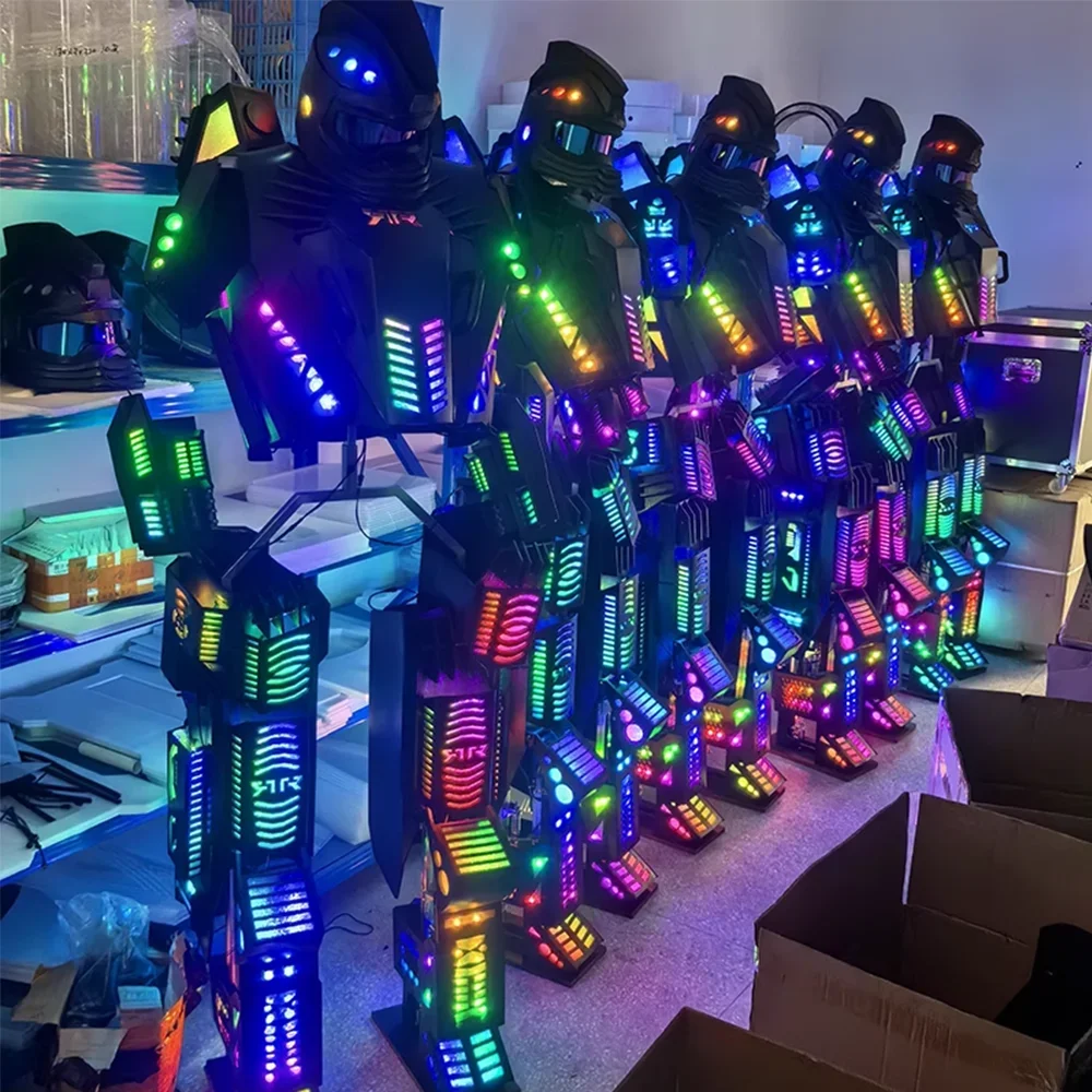 LED Robot Armor Mech Suit Glowing Performance Wear Stage Festival Parade Atmosphere Night Club Led Walker Robot