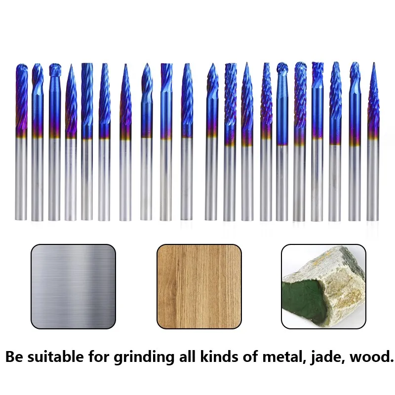 XCAN 1set Tungsten Carbide Rotary Burrs Set For Dremel Tools 3x3mm Wood Metalworking Bit  Rotary Files