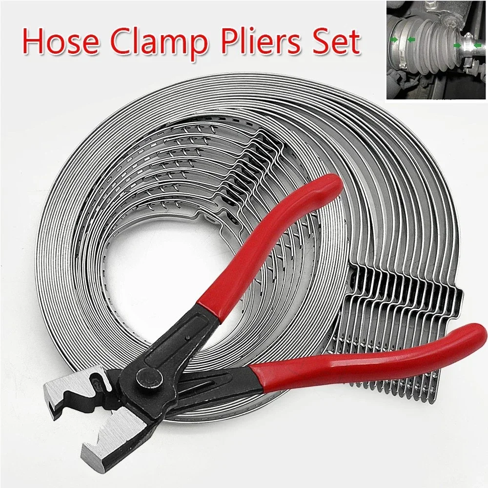 31Pcs Set Clic-R Hose Clip Plier Universal CV Boot Clips Kit Stainless Steel Durable Joint Clamp Tool Tightening Band Pincer Car