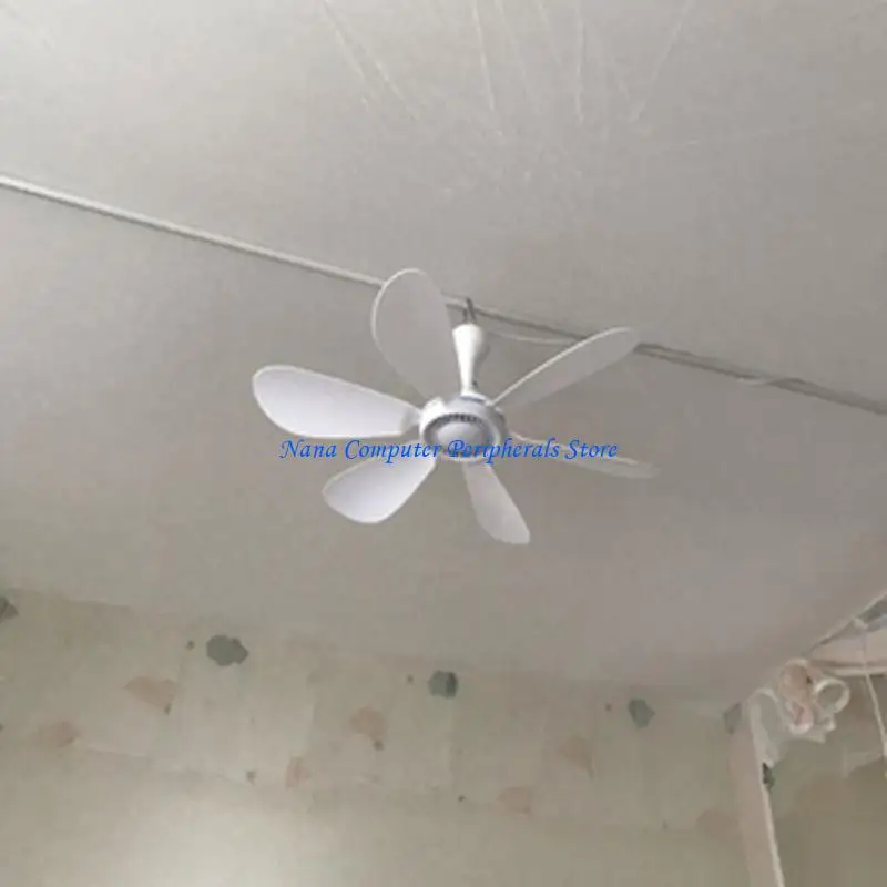 F68C Ventilador techo silencioso con dosel alimentado por USB 6 hojas Temporizador 2/4/8 horas Ventilador USB 4