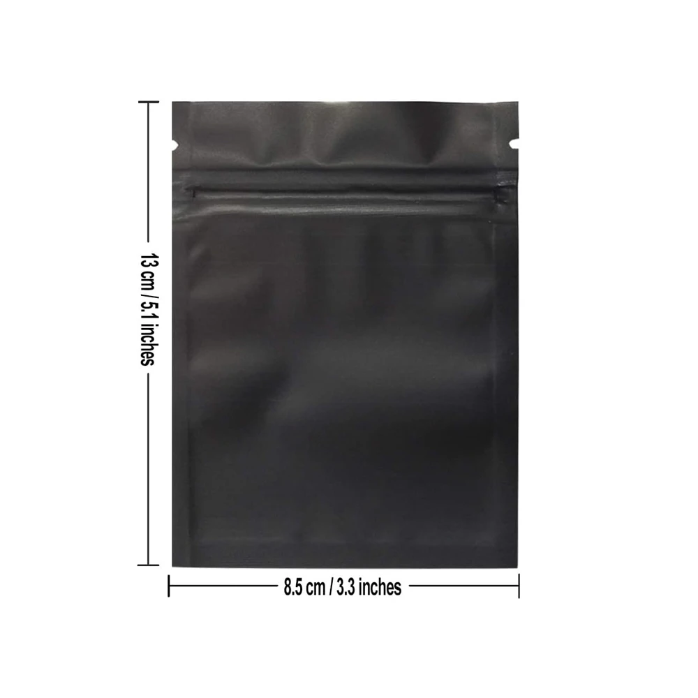 8.5x13cm Matte Black Heat Sealing Small Plastic Zip Lock Package Bag Smell Proof Aluminum Foil Mylar Powder Food Storage Bags