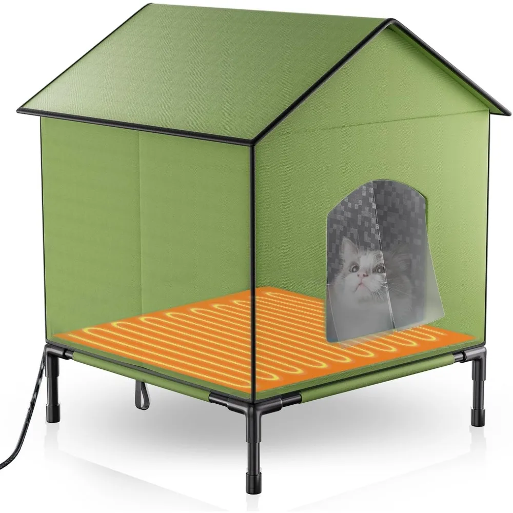 

Heated Outdoor Cat House Weatherproof: Winter Heated Cat House Shelter for Outside Feral Cat,Weatherproof Insulated