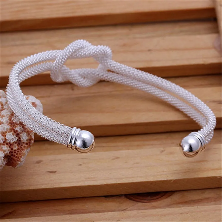 Fashion Charms For Women Men Christmas Gifts Specials 925 Sterling Silver  Jewelry  Simple Women Mesh Bangle Bracelet Jewelry