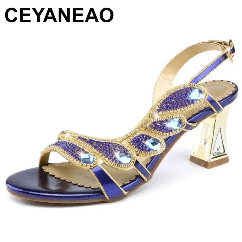 

Ladies Sexy Slip On Strange Heels Crystal Shoes Women Summer Rhinestone Wedding Party Bridal High Heels Sandals Shoes