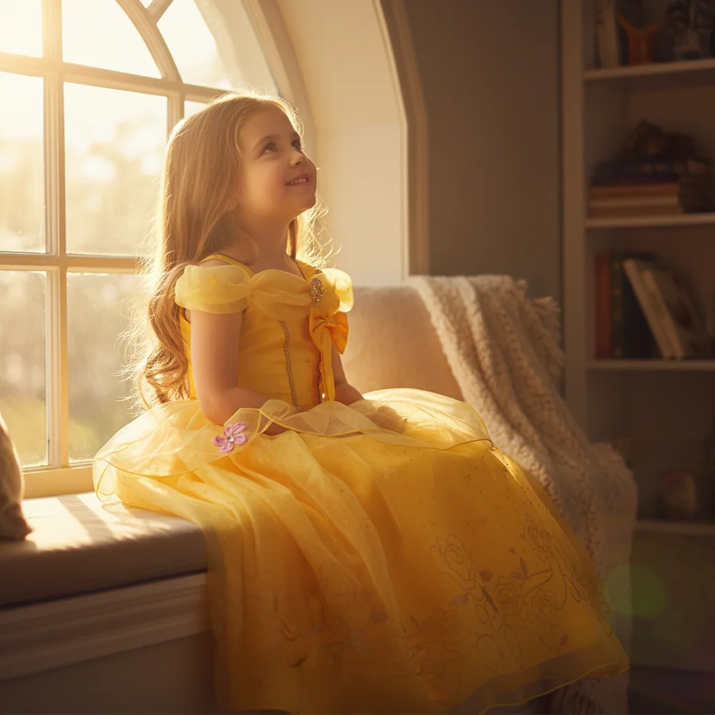 Abito da Principessa per Bambine, Regalo di Compleanno, Vestito in Tulle Voluminoso con Fiocco Scintillante e Fodera Morbida per Feste e Concorsi