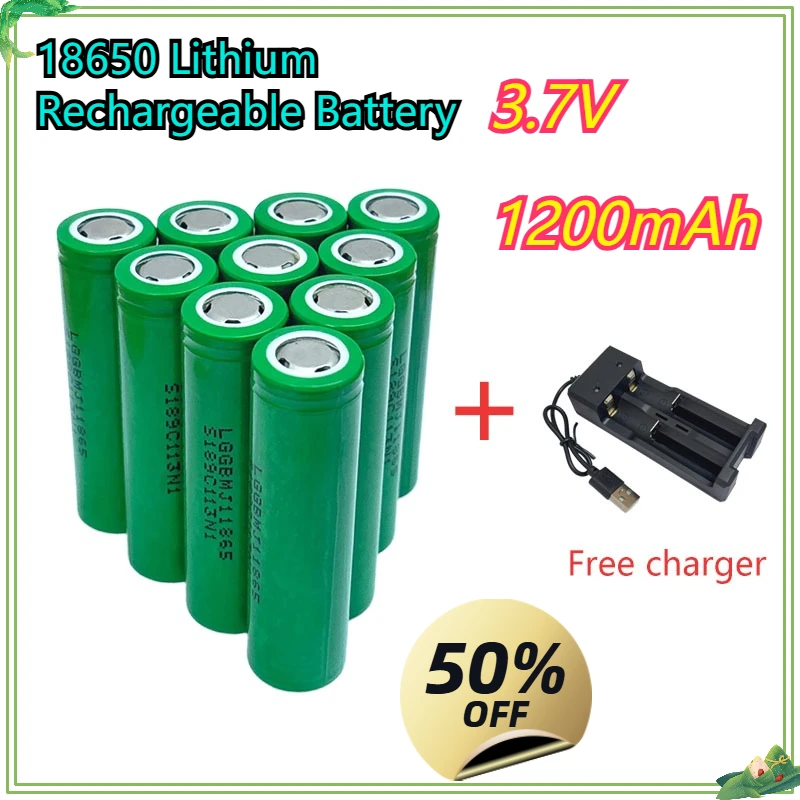 

18650 Lithium Battery 1200mAh 3.7v 25A INR18650 Rechargeable Battery MJ1 Power Tool Battery For Flashlight Electronic Cigarette