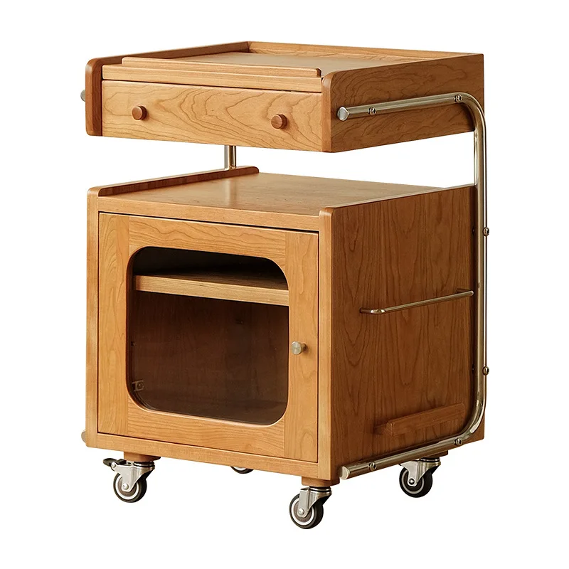 

trolley sofa edge, removable cherry wood furniture, bedside storage cabinet