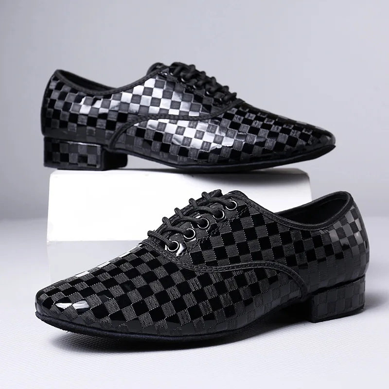 Men's Latin Dance Shoes Leather Rubber/Suede Sole Black Ballroom Salsa Tango Waltz Jazz Character dance shoes man Heels 3cm