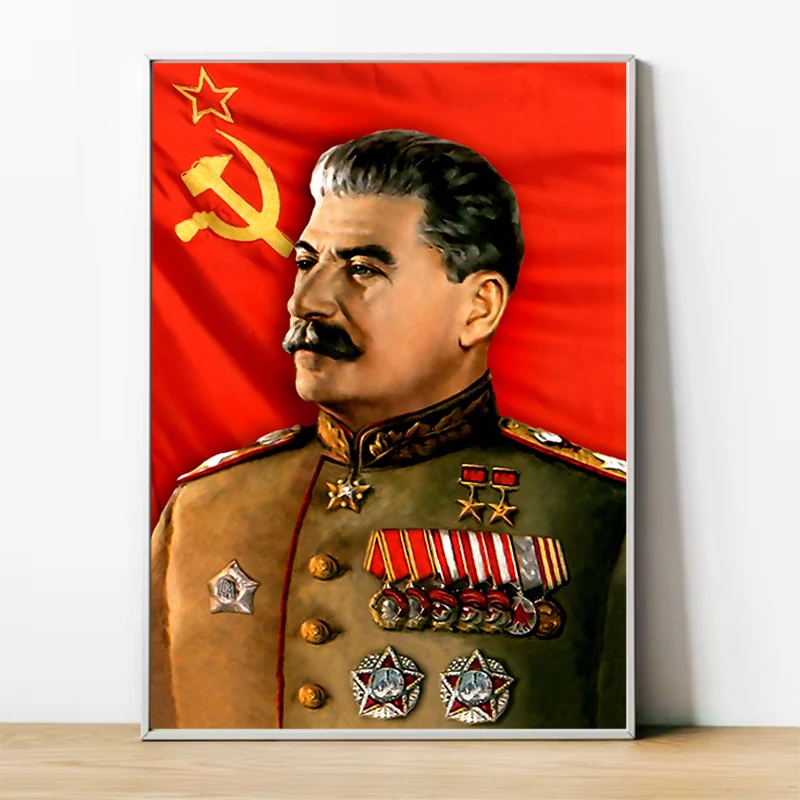 Wall Posters Soviet Union Lenin Joseph Stalin Portrait Russian Soldier Poster Decorative Prints Wall Painting on Canvas Art Home