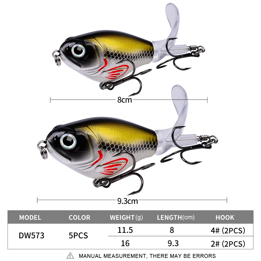 12G16G Luya Fishing Lure Bait Minnow Propeller Surface Tractor Floating Pencil Bionic Noise Bait  Whirling Hard Bait 3D Fish